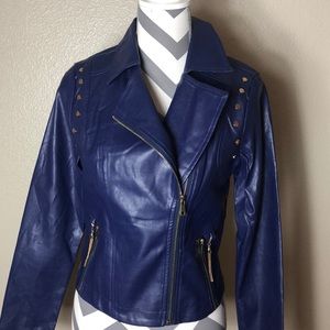 Blue leather jacket